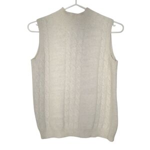Creazioni Effeci Lambswool Angora Sleeveless Mock Neck Cable Knit Sweater Size S